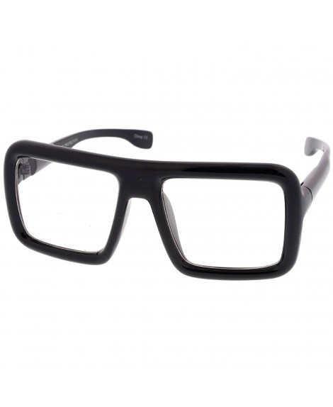 Zerouv Oversize Bold Thick Frame Clear Lens Square Eyeglasses 58mm Shiny