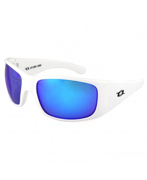  Clear Lake Montana Mens Polarized Sport Sunglasses White  Wraparound Frame Smoked Gray w/ Blue Mirror Lenses: Sun
